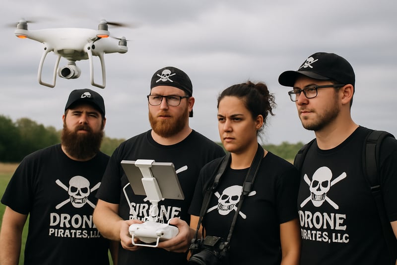 Drone Pirates, LLC team operating a drone for aerial photography